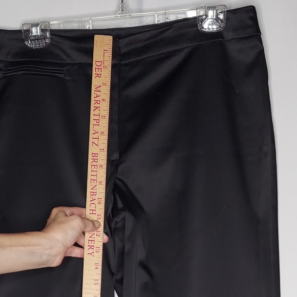 JS Collections Wide Leg Pants 14 Black Satin Zip Trouser Y2K Vtg Shiny Party - Picture 5 of 10